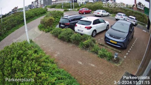 Parkeer terrein voorbeeld met een bewakingscamera en kenteken